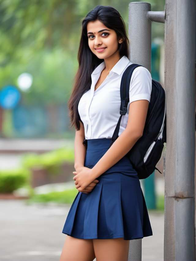 Potrait Beautiful Young indian college